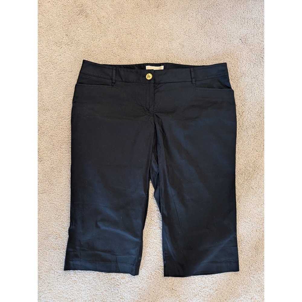 Michael Kors Black Stretch Capri Pants Cropped Trousers Size 14